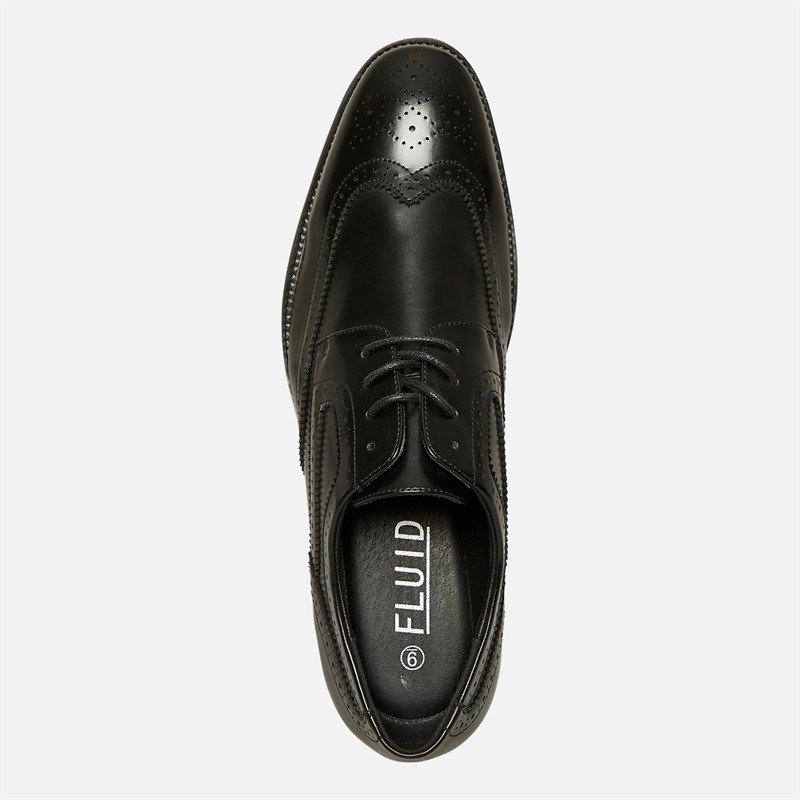 Fluid Mens Alfred Brogue Shoes Black Patent