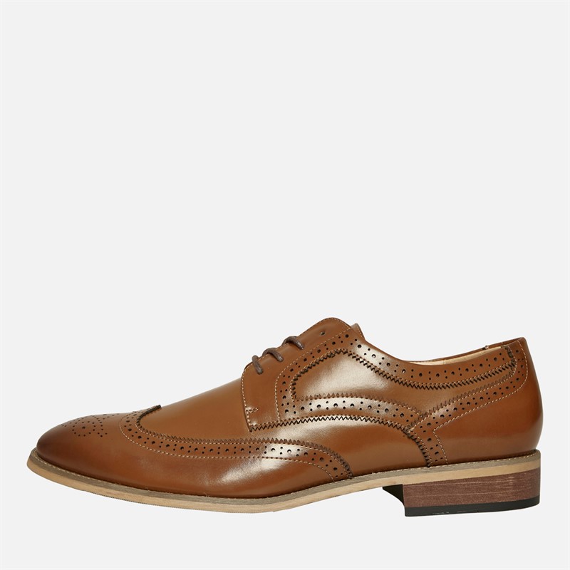 Fluid Mens Alfred Brogue Shoes Tan