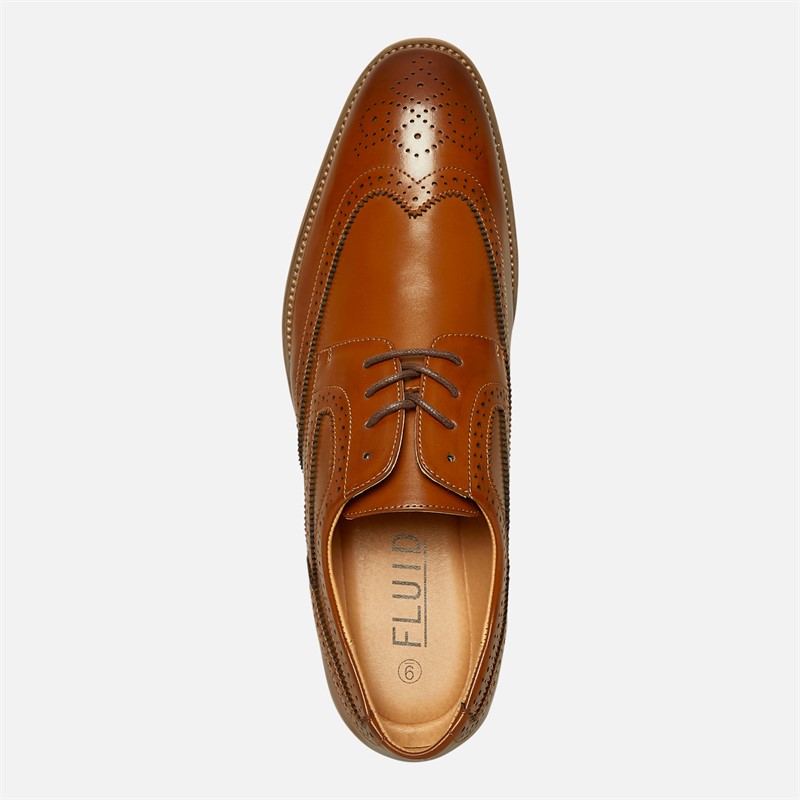 Fluid Mens Alfred Brogue Shoes Tan