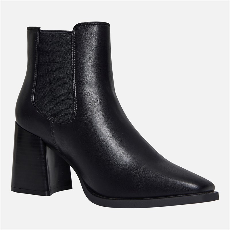 Fluid Womens Aston Square Toe Chelsea Boots Black PU