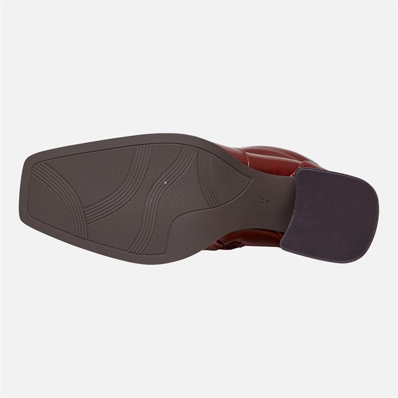 Fluid Womens Aston Square Toe Knee High Boots Burgundy PU