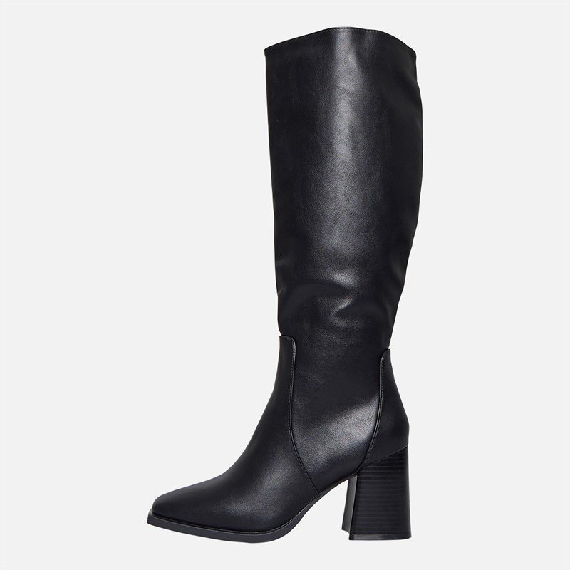 Fluid Womens Aston Square Toe Knee High Boots Black PU
