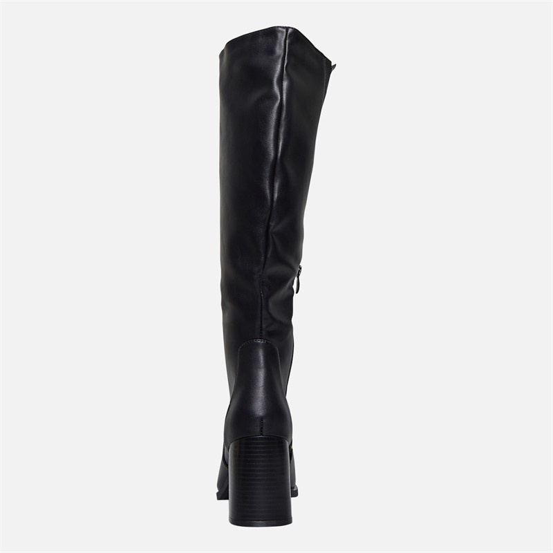 Fluid Womens Aston Square Toe Knee High Boots Black PU