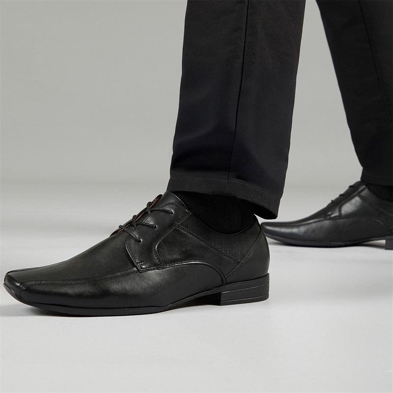 Mens Brent Tramline Lace Shoes Black - Size 6