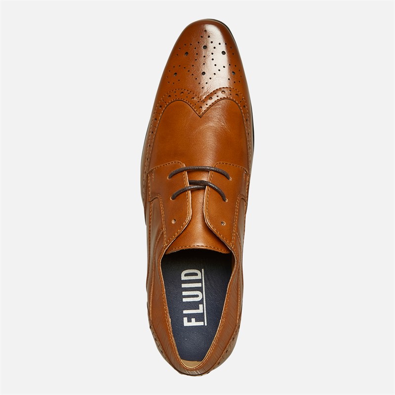 Fluid Mens Kingston Wingtip Brogue Shoes Tan