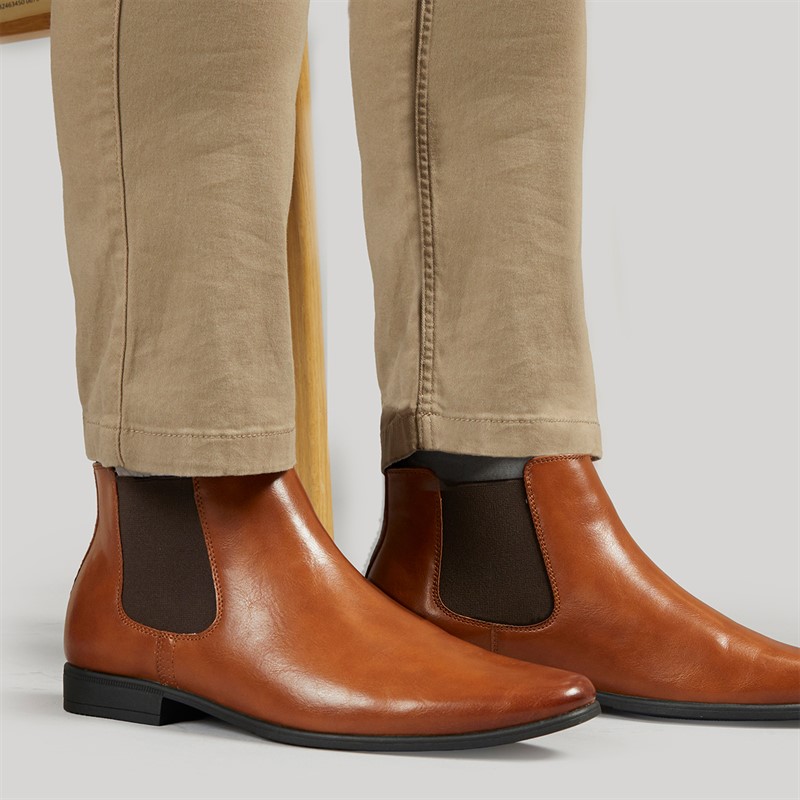 Fluid Mens Bexley Formal Chelsea Boots Tan