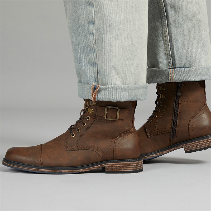 Mens Merton Toe Cap Boots Brown - Size 11