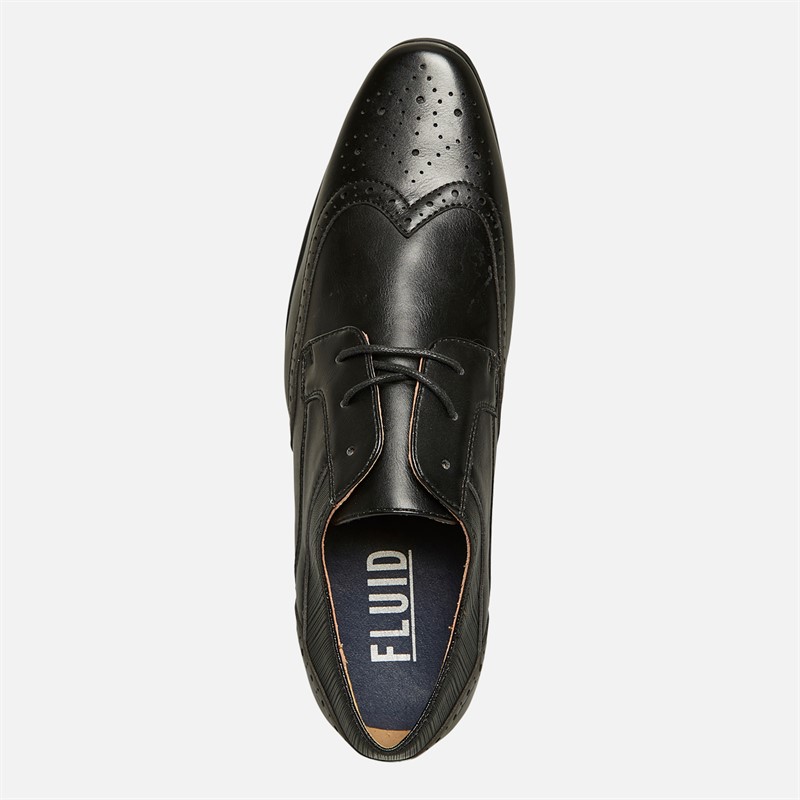 Fluid Mens Kingston Wingtip Brogue Shoes Black