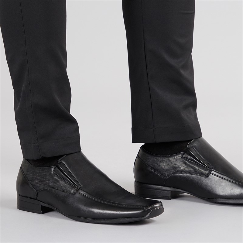 Mens Brent Tramline Slip On Shoes Black - Size 11