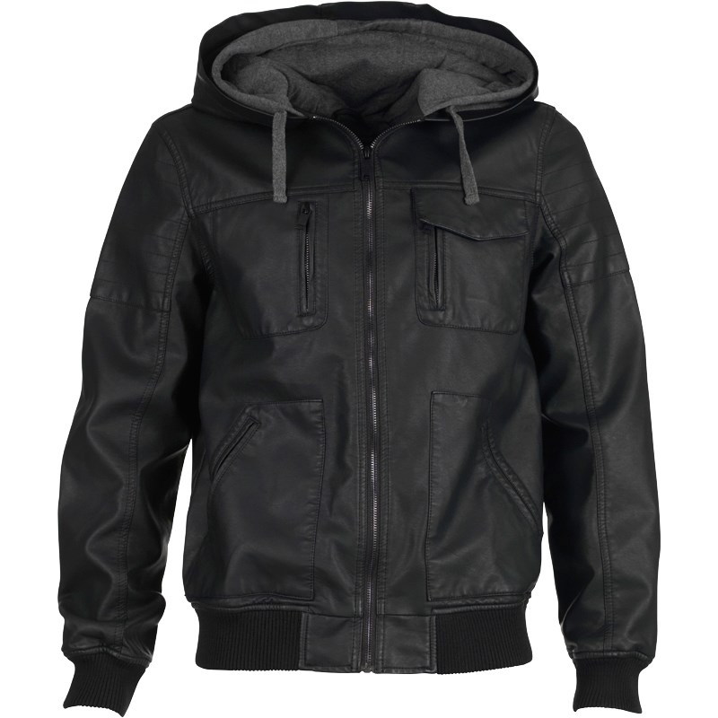 Buy Fluid Mens Hooded PU Jacket Black