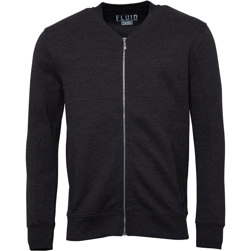 Buy Fluid Mens Brushback Fleece Bomber Jacket Charcoal Marl