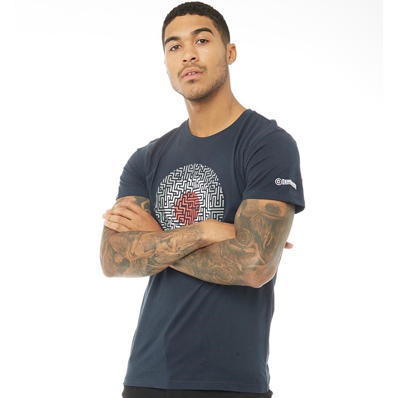 Lambretta Mens Geometric Target T-Shirt Navy - Size 4XL