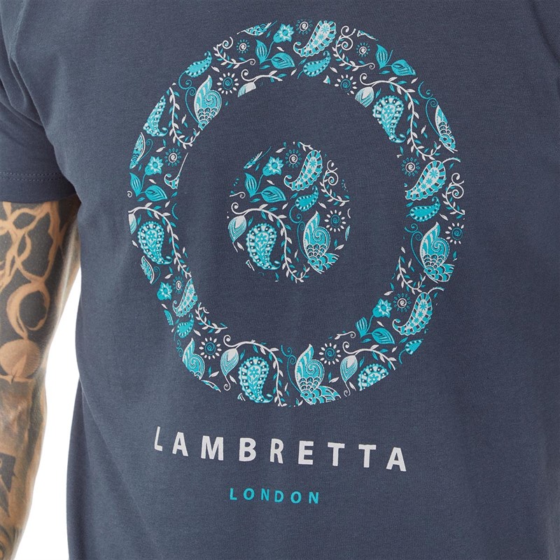 Lambretta Mens Paisley Target T-Shirt Navy