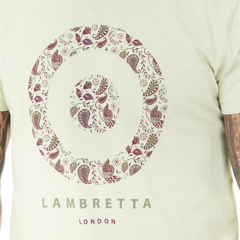 Lambretta Mens Paisley Target T-Shirt Stone