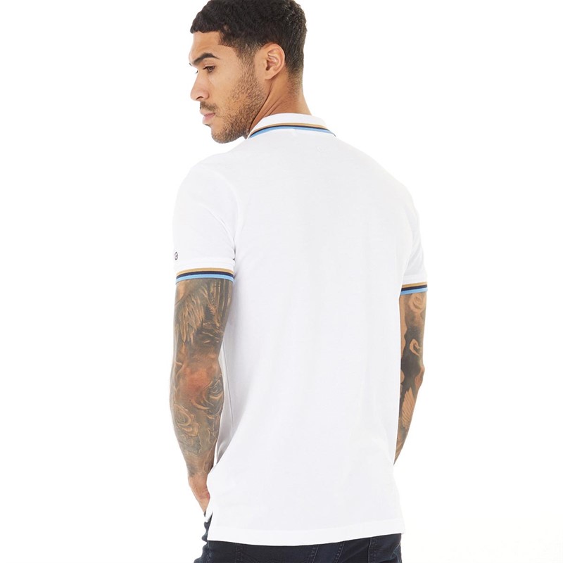 Lambretta Mens Triple Tipped Polo White/Sand/Navy/Azure
