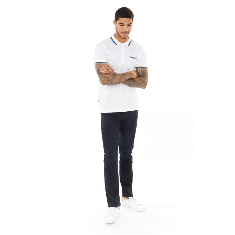 Lambretta Mens Triple Tipped Polo White/Sand/Navy/Azure