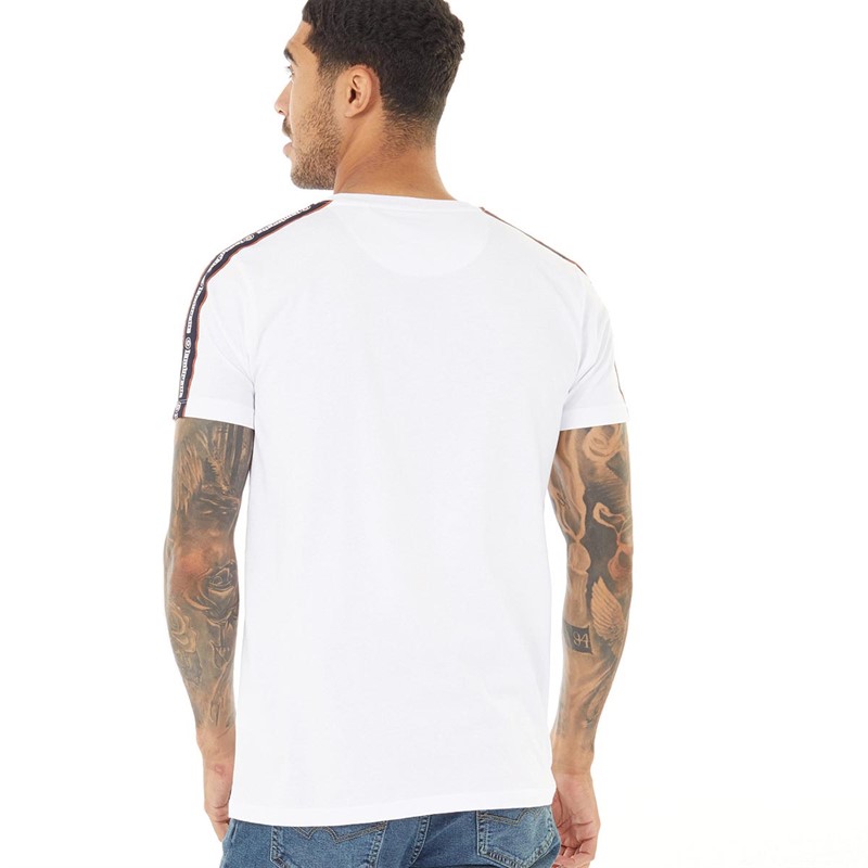 Lambretta Mens Taped T-Shirt White/Orange