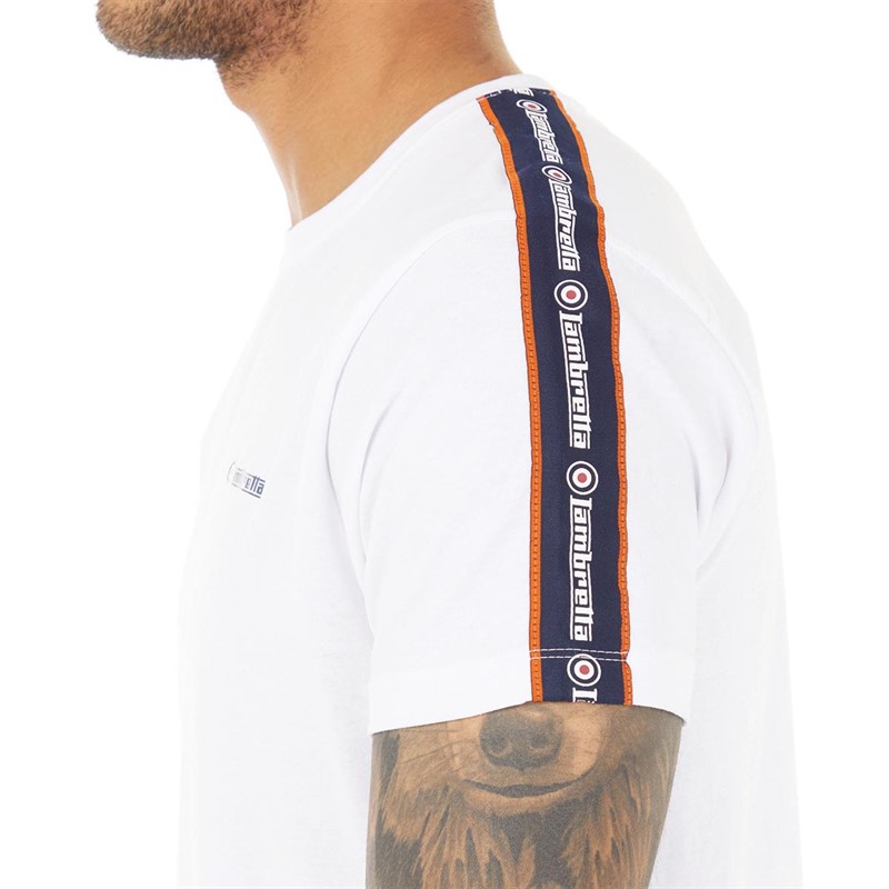 Lambretta Mens Taped T-Shirt White/Orange