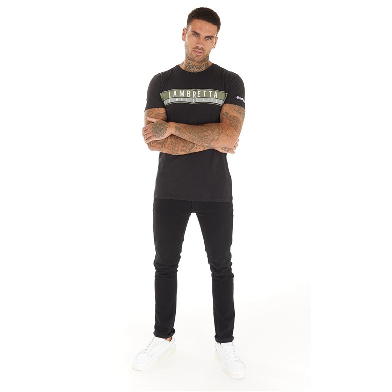 Lambretta Mens Chest Stripe T-Shirt Black