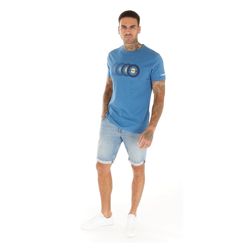 Lambretta Mens Target Fade T-Shirt Dark Blue