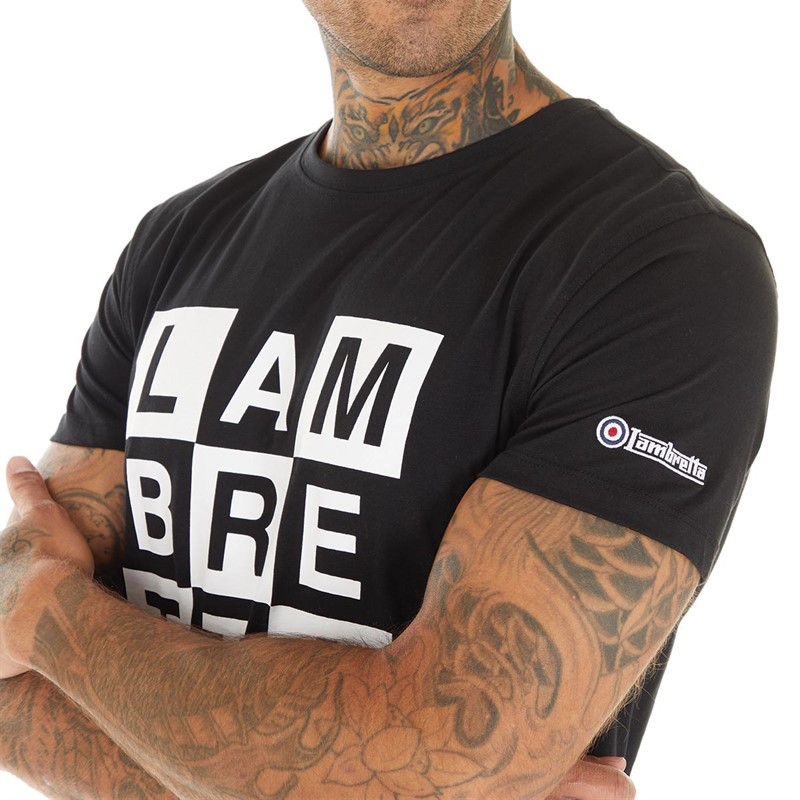 Lambretta Mens Two Tone Box T-Shirt Black