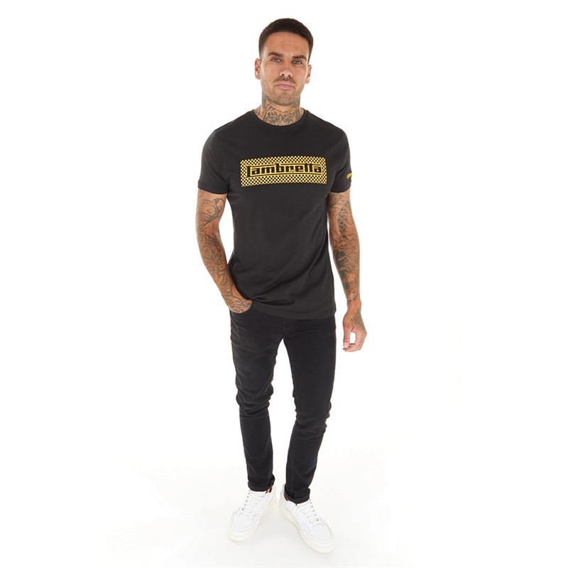 Lambretta Mens Two Tone Box T-Shirt Black/Gold
