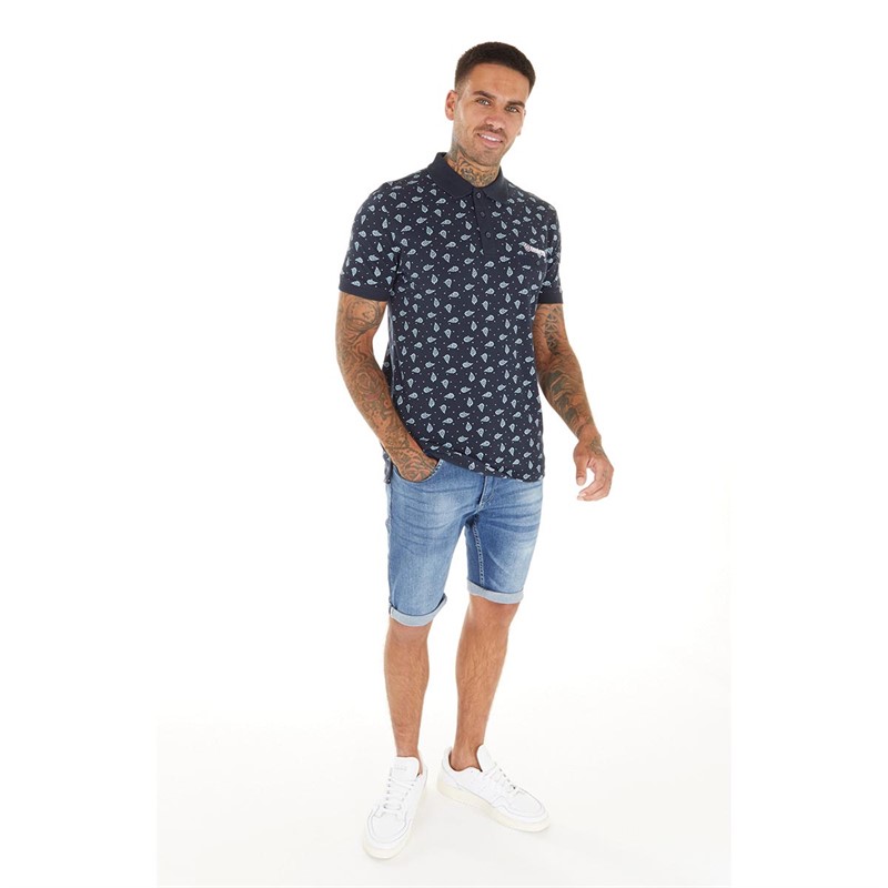 Lambretta Mens Paisley Polo Navy/Sky