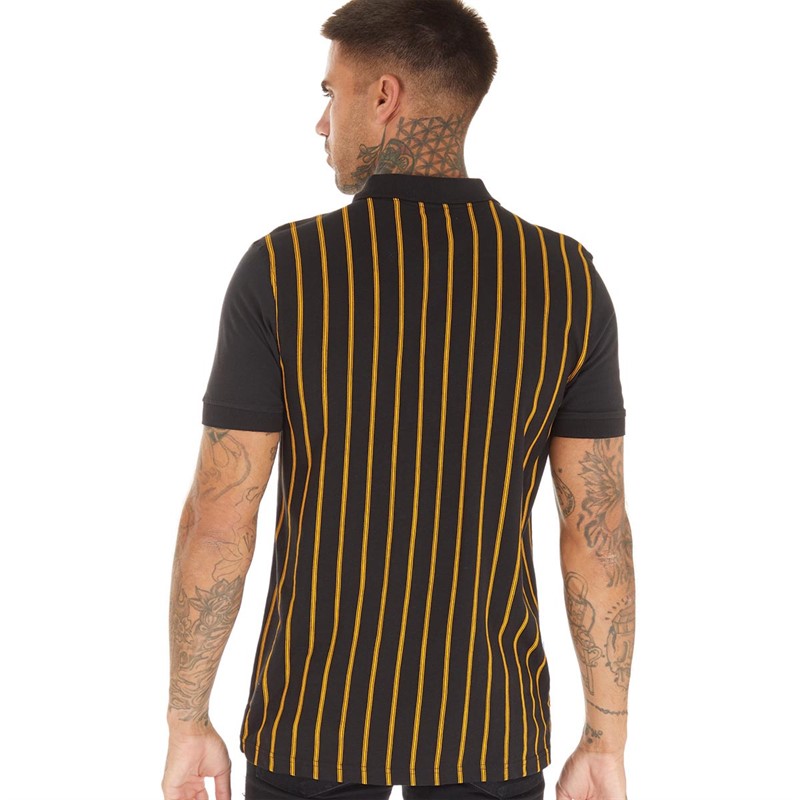 Mens black and yellow polo clearance shirt