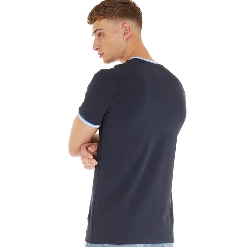 Lambretta Mens Triple Tipped Pique T-Shirt Navy