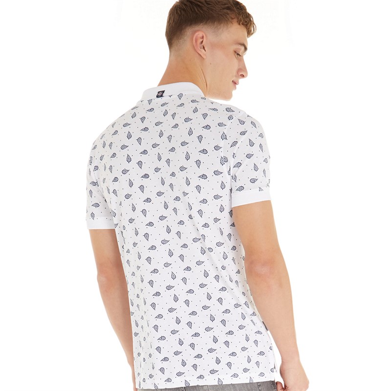 Lambretta Mens Paisley Polo White/Navy