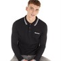 Lambretta Mens Long Sleeve Twin Tipped Polo Black/White
