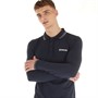 Lambretta Mens Long Sleeve Twin Tipped Polo Navy/Grey