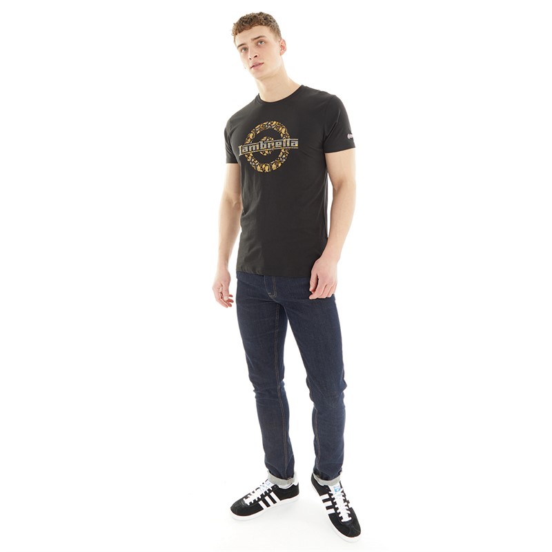 Lambretta Mens Paisley Logo T-Shirt Black
