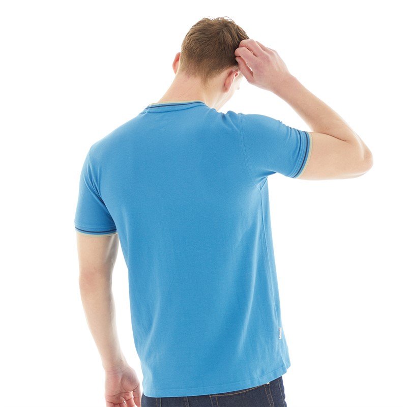 Lambretta Mens Twin Tip Pique T-Shirt Vallarta Blue