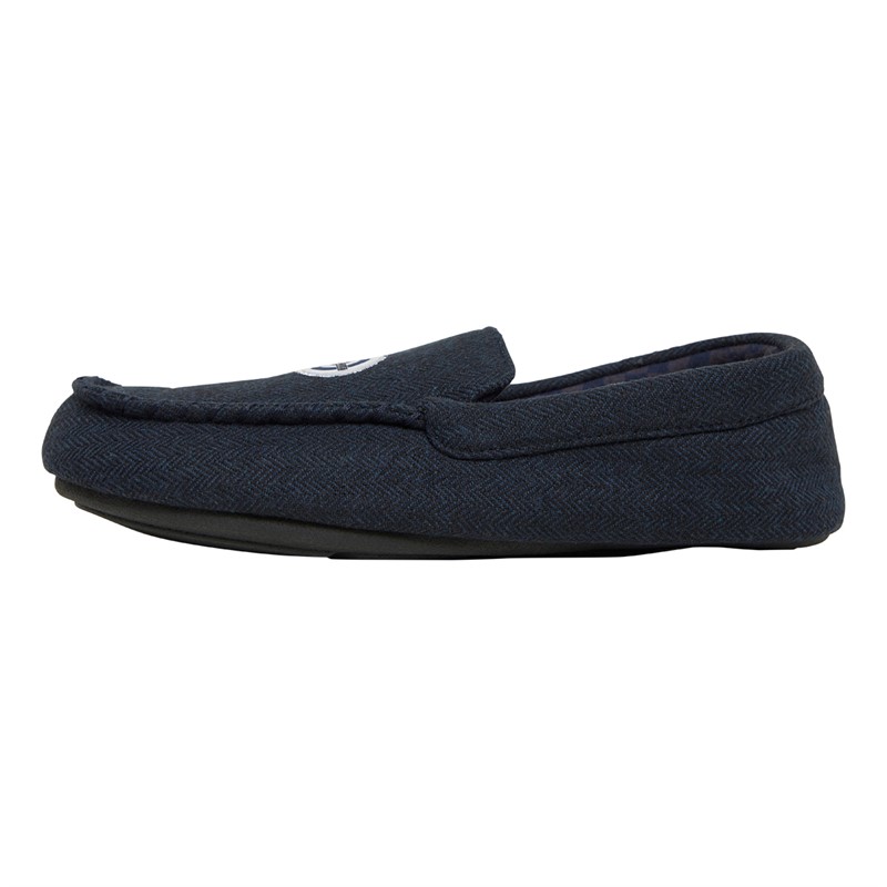 Lambretta Mens Bug Slippers Navy Herringbone