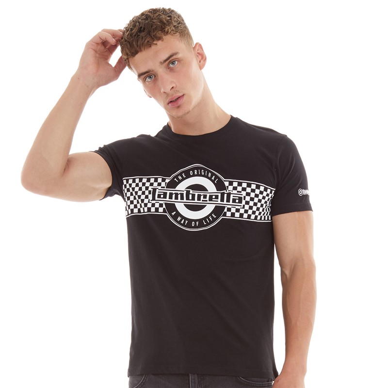 Lambretta Mens Two Tone Logo T-Shirt Black