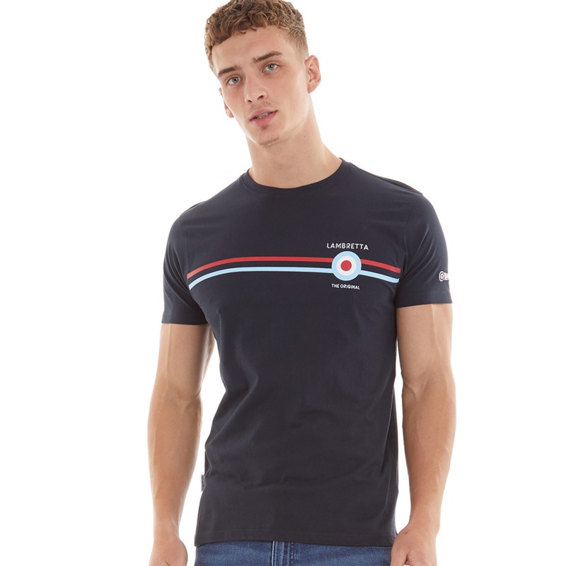 Lambretta Mens Classic Stripe T-Shirt Navy