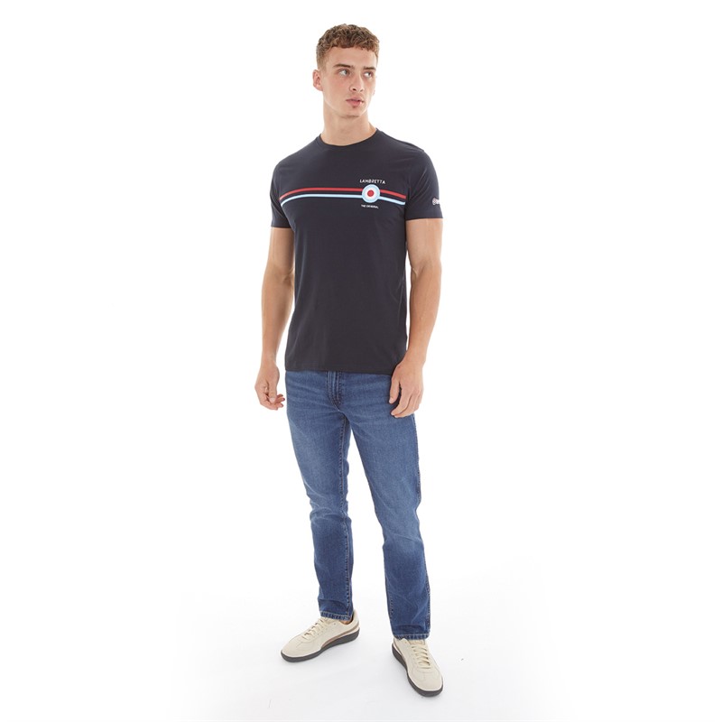 Lambretta Mens Classic Stripe T-Shirt Navy