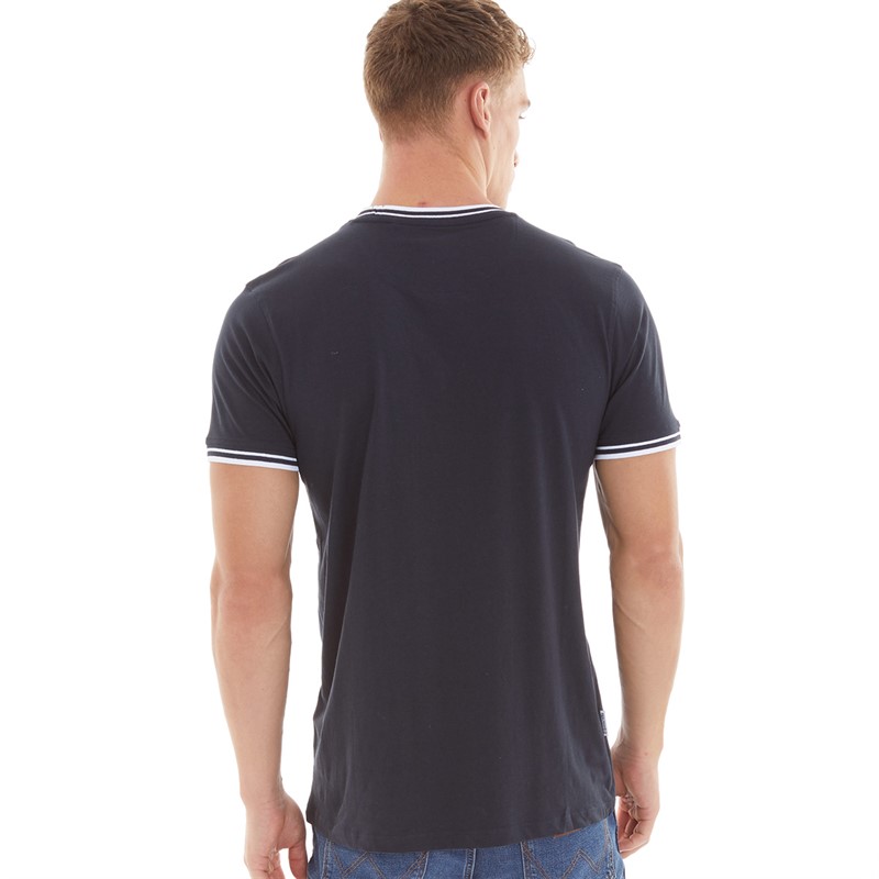 Lambretta Mens Northern Soul Tipped T-Shirt Navy/White