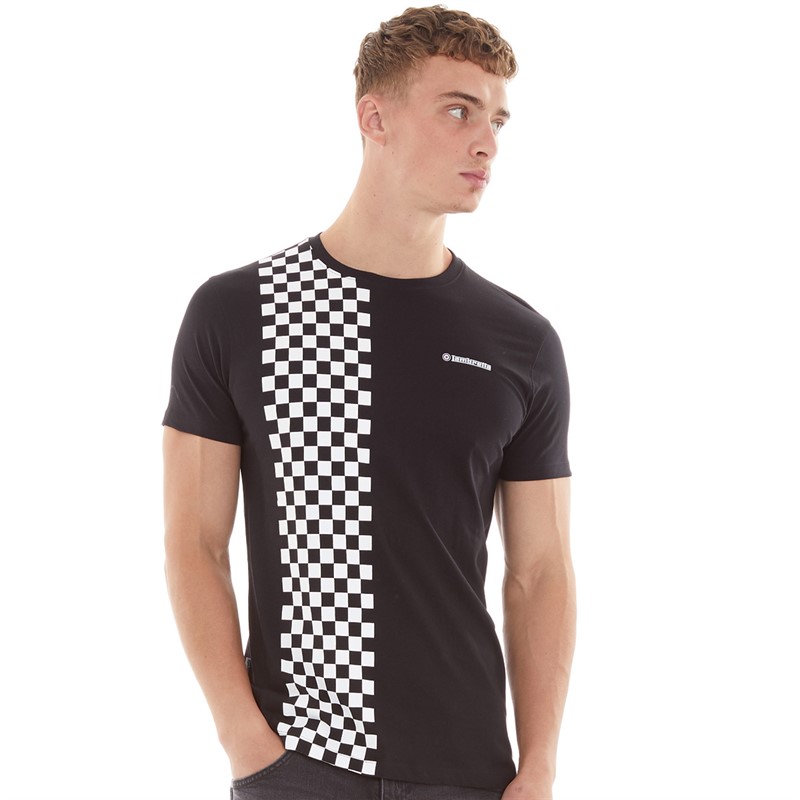 Lambretta Mens Two Tone Stripe T-Shirt Black/White