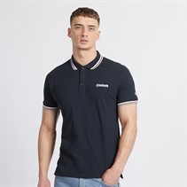 Lambretta Mens Triple Tipped Polo Navy/White/Tobacco/Dusky Blue