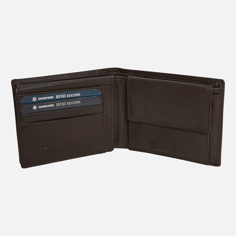 Lambretta Mens Leather Wallet Dark Brown