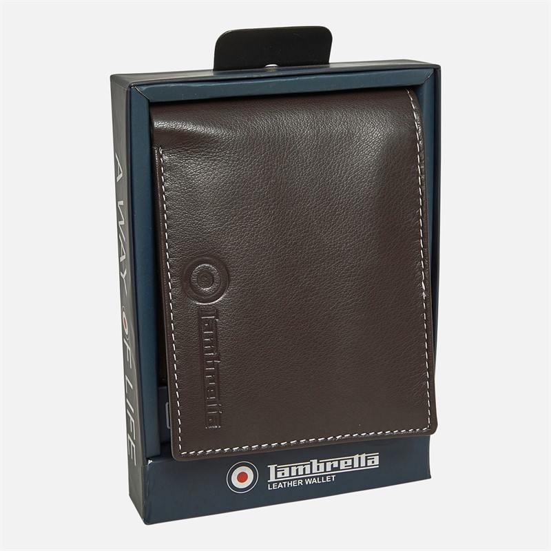 Lambretta Mens Leather Wallet Dark Brown