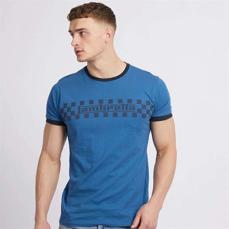 Lambretta Mens Two Tone Ringer T-Shirt Dark Blue - Size XXL