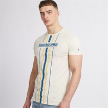 Lambretta Mens Vertical Stripe T-Shirt Whitecap Grey