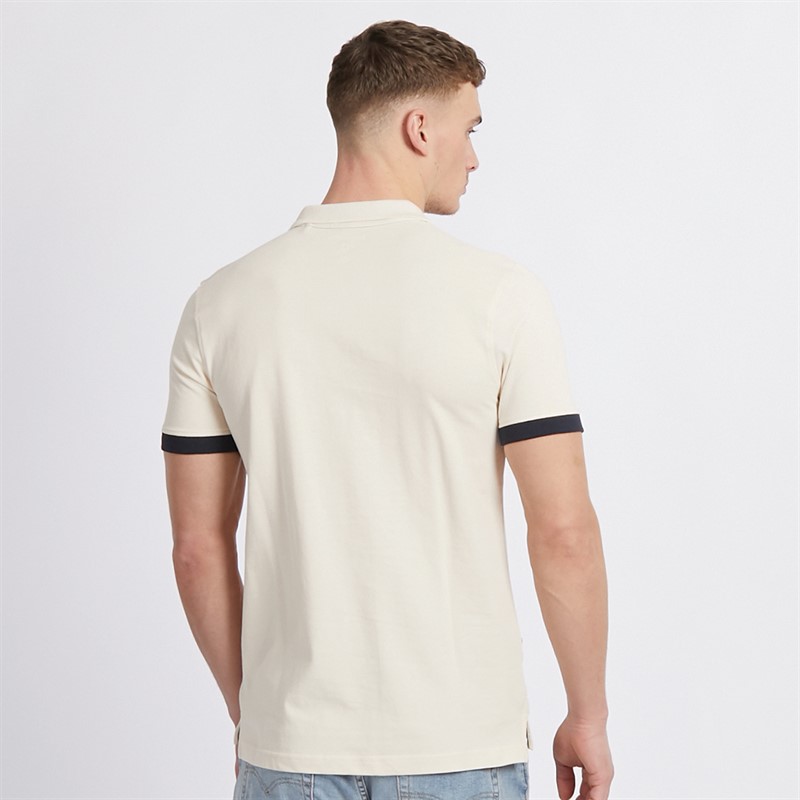 Lambretta Mens Vintage Panel Polo Whitecap Grey/Dark Blue/Navy