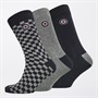 Lambretta Mens Three Pack Checker Socks Grey/Navy