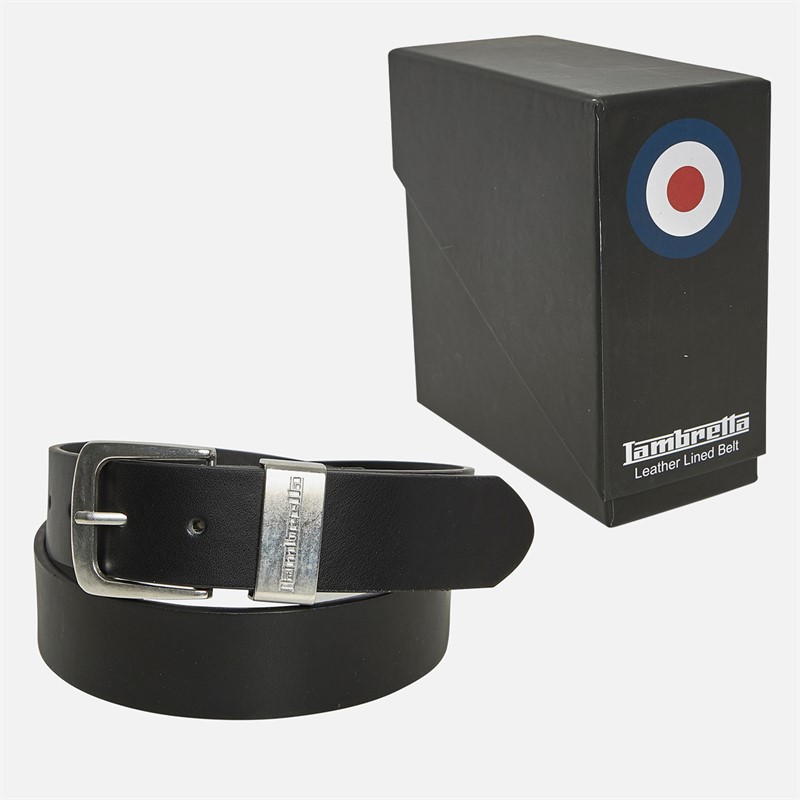 Lambretta Mens Leather Belt Black