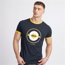 Lambretta Mens Target Print Ringer T-Shirt Navy/Gold