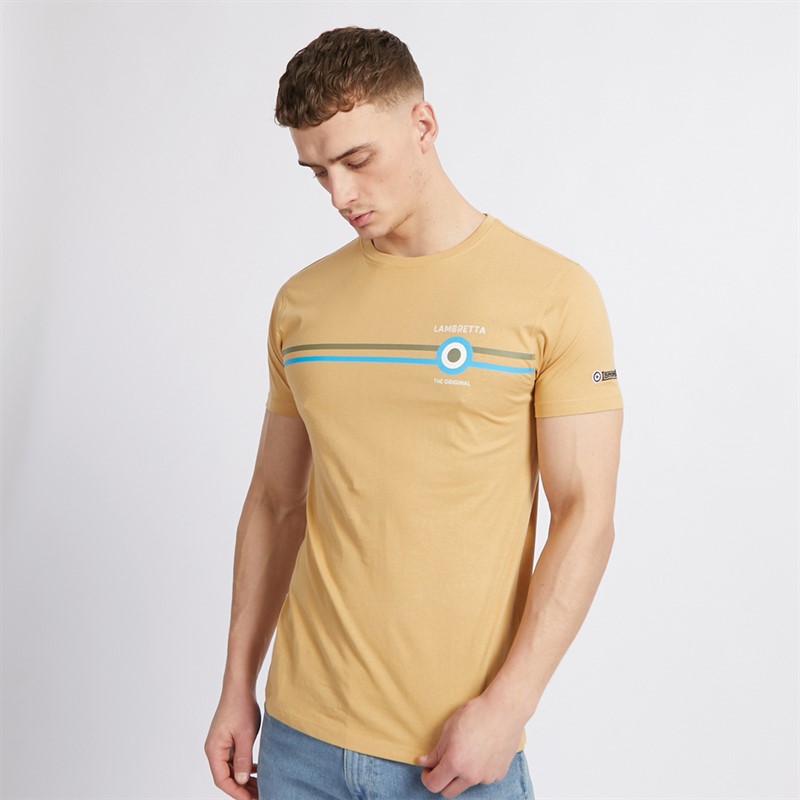 Lambretta Mens Classic Stripe T-Shirt Sand